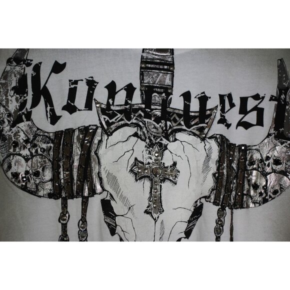 Konquest Mens Small Swarovski Crystals Studded Y2K Style T-Shirt NEW A1577 - Picture 4 of 8